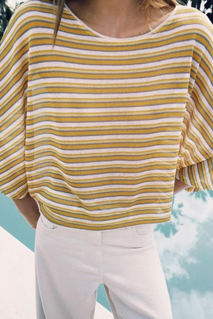 Футболка-кейп в полоску в стиле рустик- Заказать в России