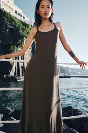 Платье из ткани с эффектом полотна- Заказать в России