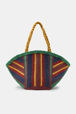 Сумка из 100% джута в полоску- Заказать в России