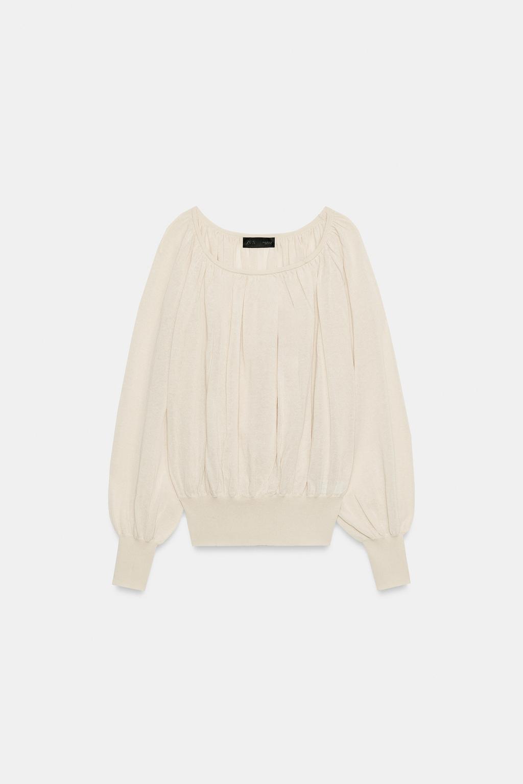 БЛУЗА В РУБЧИК С ВЫРЕЗОМ ЛОДОЧКОЙ