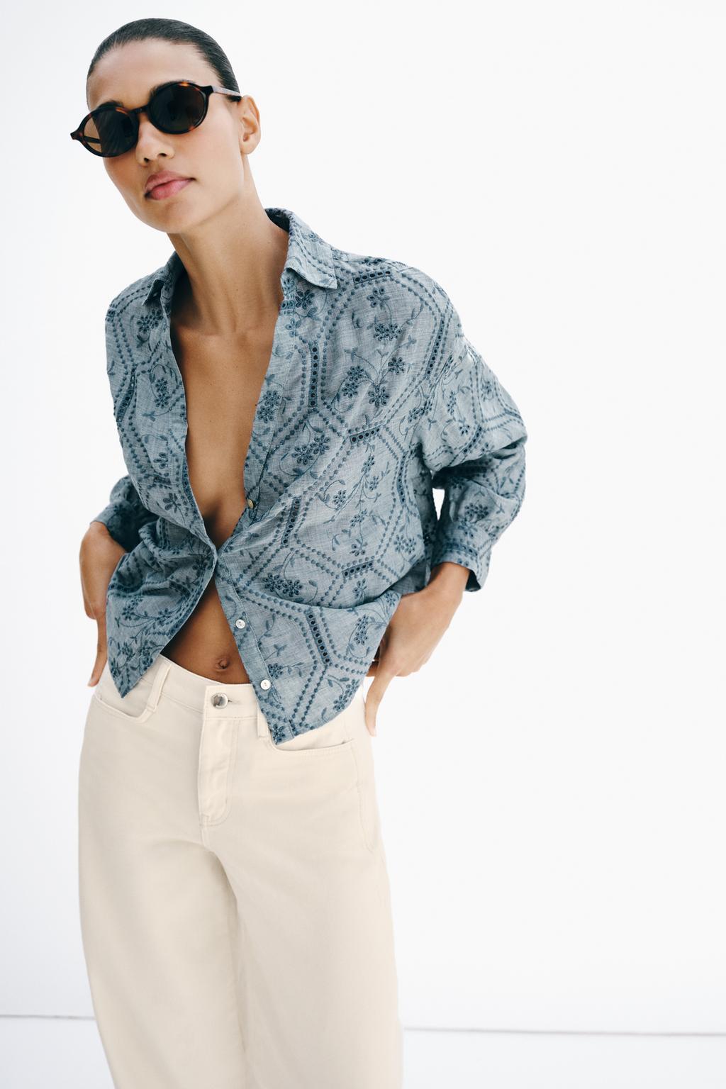 РУБАШКА С АЖУРНОЙ ВЫШИВКОЙ