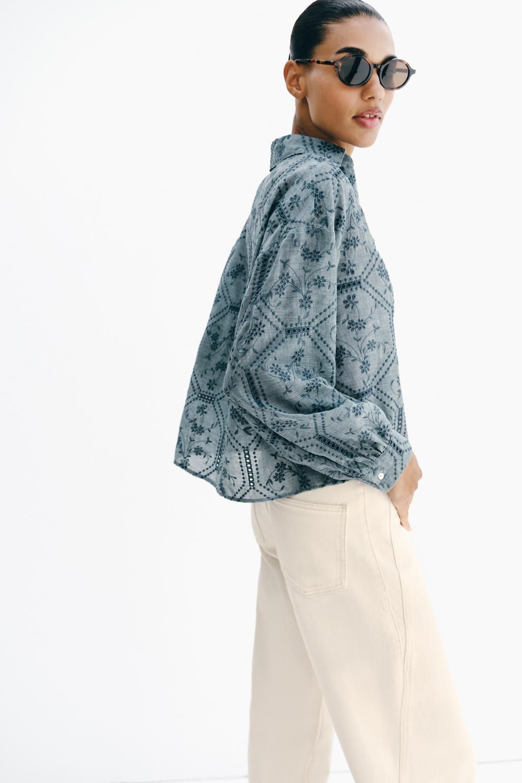 РУБАШКА С АЖУРНОЙ ВЫШИВКОЙ