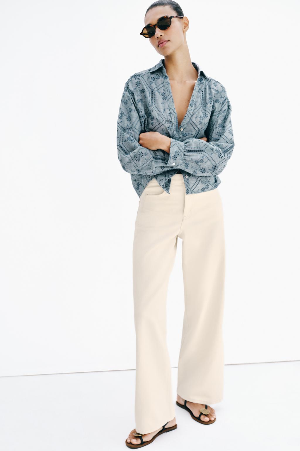 РУБАШКА С АЖУРНОЙ ВЫШИВКОЙ