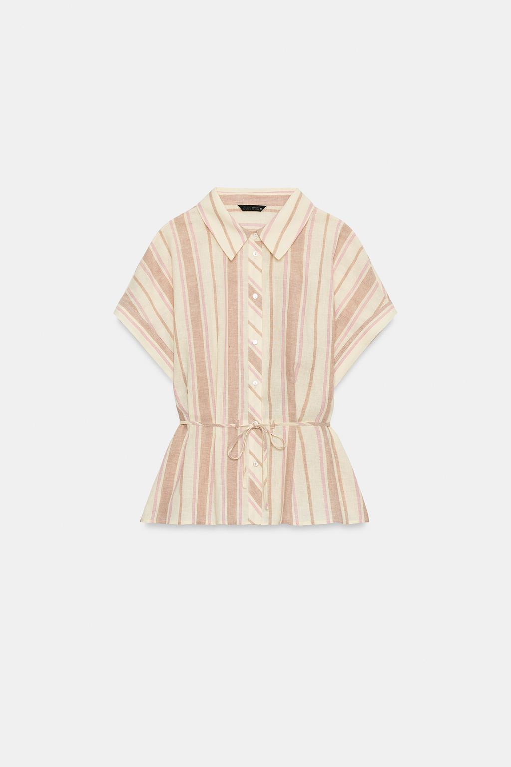 РУБАШКА В ПОЛОСКУ С МЕТАЛЛИЗИРОВАННОЙ НИТЬЮ