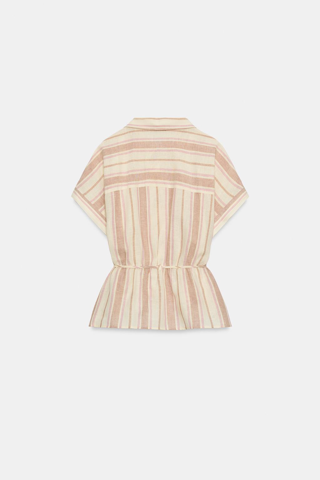 РУБАШКА В ПОЛОСКУ С МЕТАЛЛИЗИРОВАННОЙ НИТЬЮ