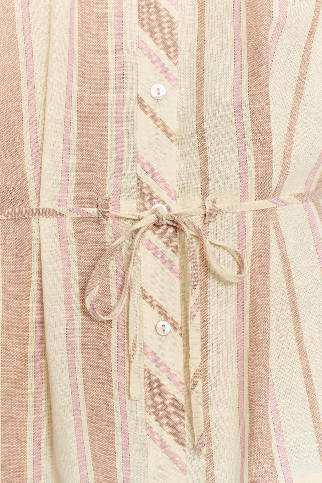 РУБАШКА В ПОЛОСКУ С МЕТАЛЛИЗИРОВАННОЙ НИТЬЮ