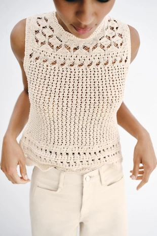 Топ из трикотажа Pointelle- Заказать в России