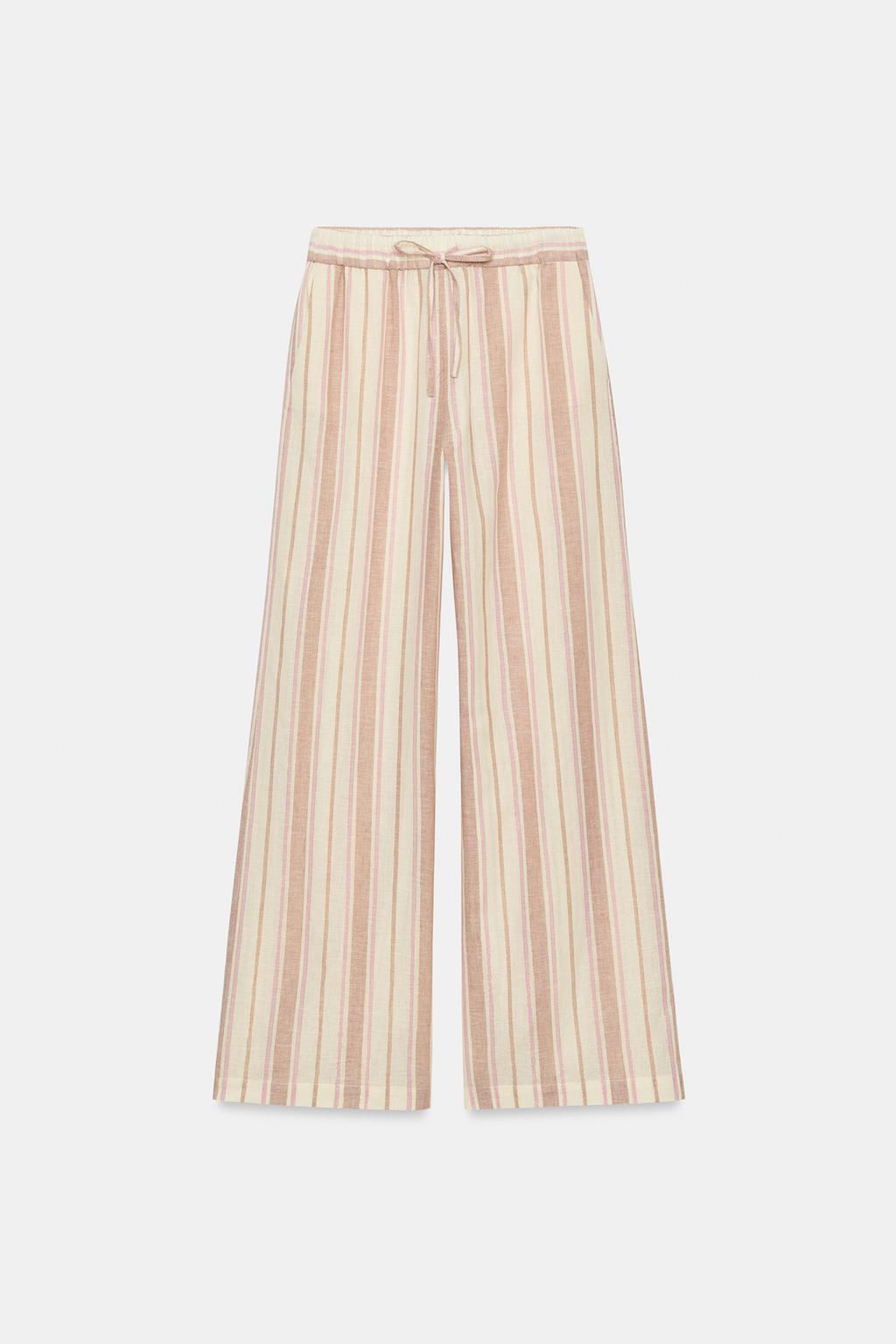 ШИРОКИЕ БРЮКИ В ПОЛОСКУ С МЕТАЛЛИЗИРОВАННОЙ НИТЬЮ