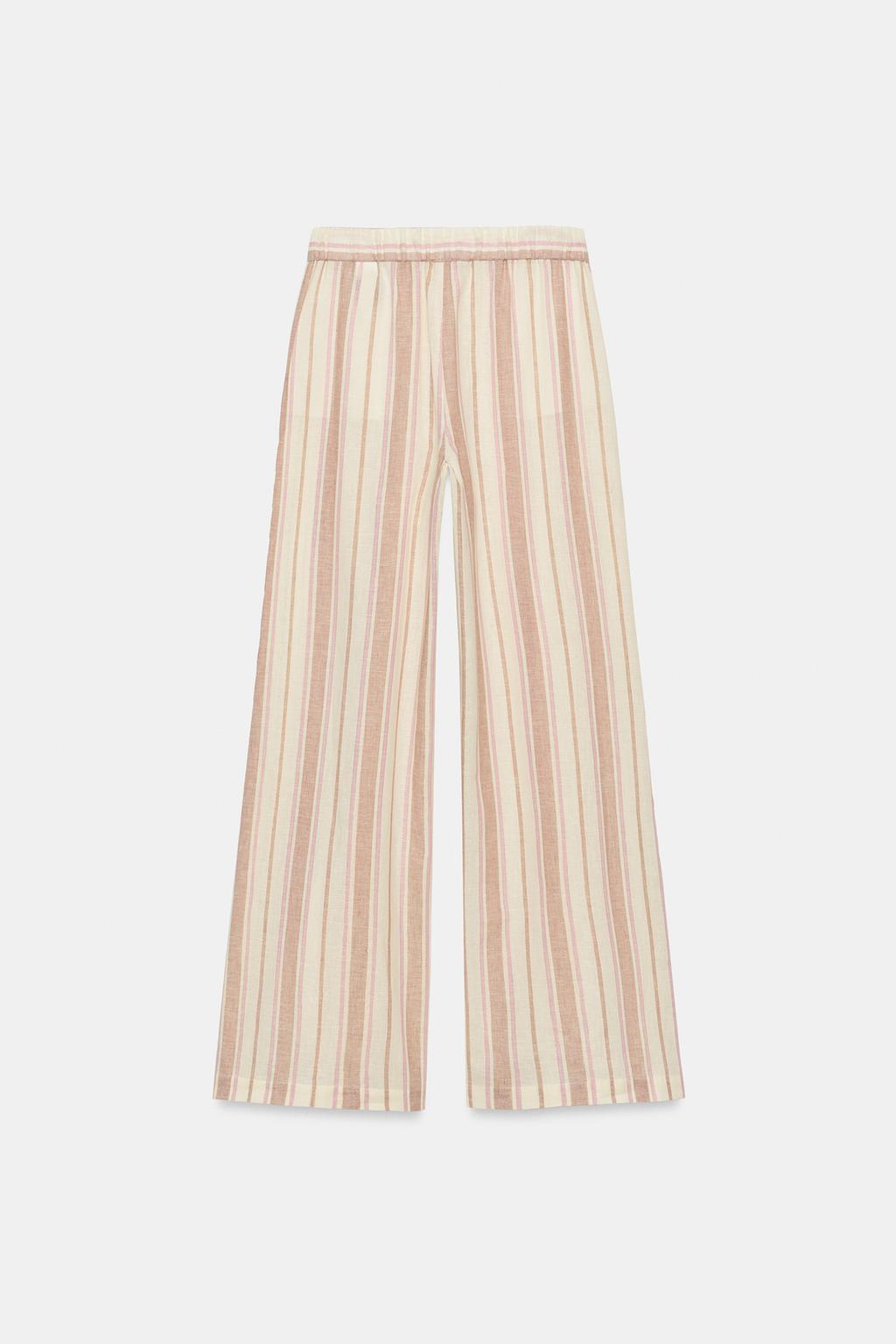 ШИРОКИЕ БРЮКИ В ПОЛОСКУ С МЕТАЛЛИЗИРОВАННОЙ НИТЬЮ