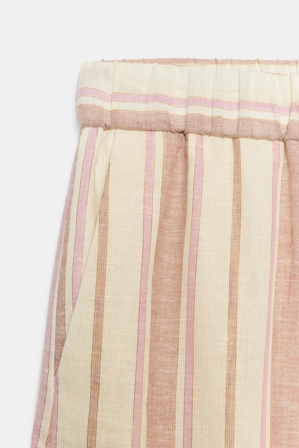 ШИРОКИЕ БРЮКИ В ПОЛОСКУ С МЕТАЛЛИЗИРОВАННОЙ НИТЬЮ