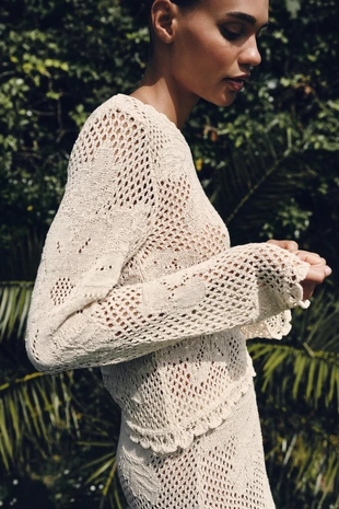 Свитер ажурной вязки- Заказать в России