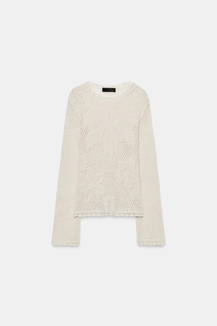 Свитер ажурной вязки- Заказать в России