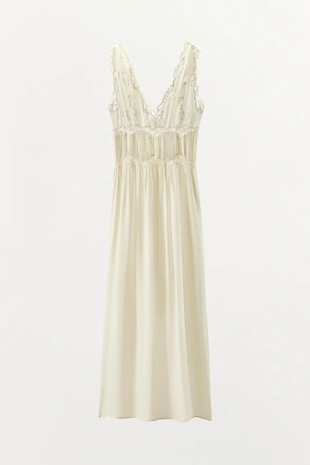 Атласное платье со складками и кружевом — Limited Edition- Заказать в России