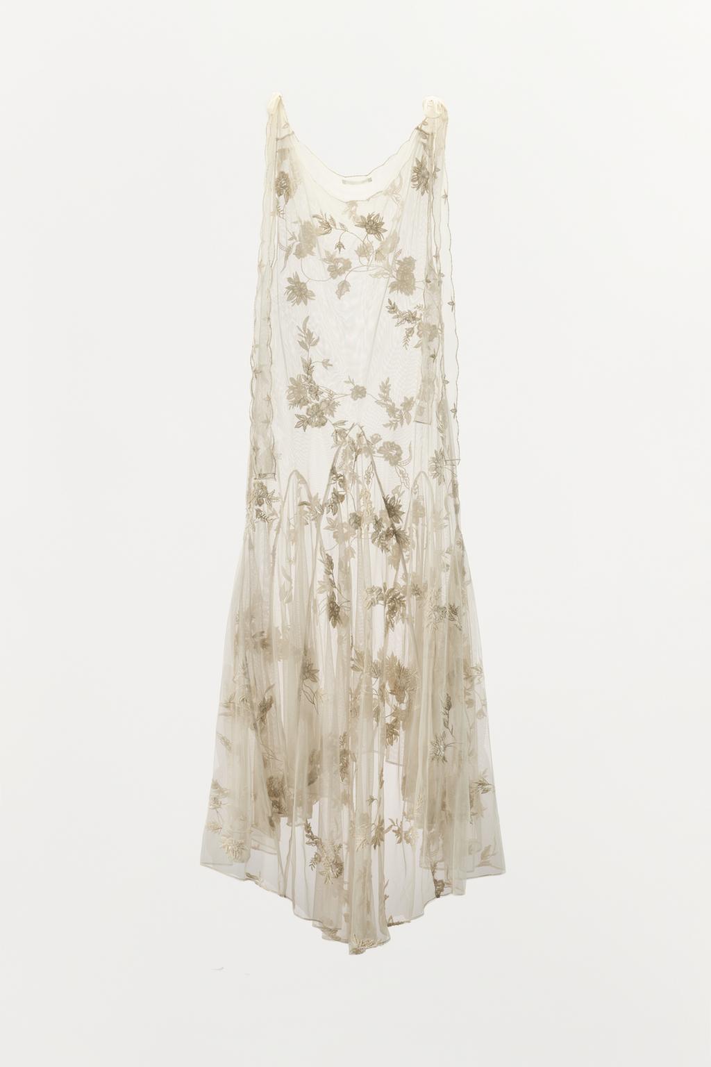 ПЛАТЬЕ ИЗ ЖОРЖЕТА С ЦВЕТОЧНОЙ ВЫШИВКОЙ И БУСИНАМИ LIMITED EDITION