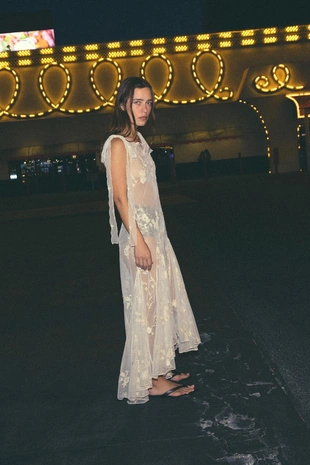 Платье из жоржета с цветочной вышивкой и бусинами Limited Edition- Заказать в России