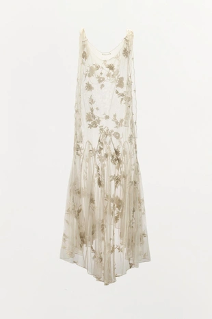 Платье из жоржета с цветочной вышивкой и бусинами Limited Edition- Заказать в России