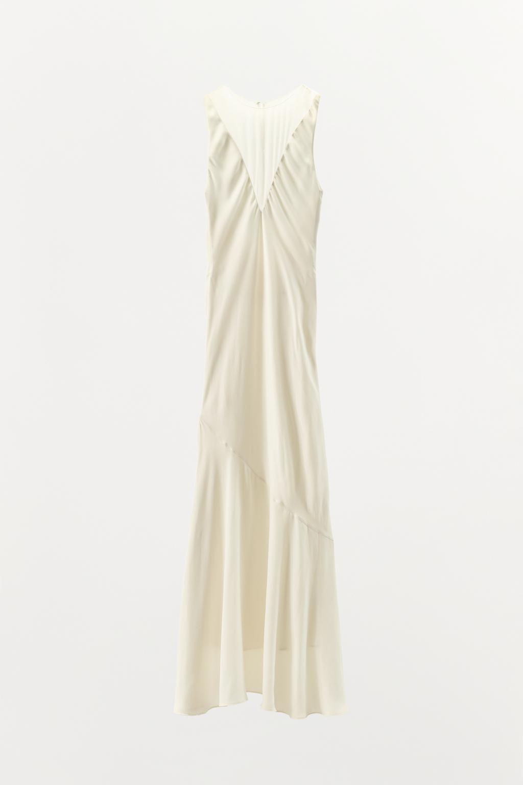 ДЛИННОЕ КОМБИНИРОВАННОЕ ПЛАТЬЕ ИЗ АТЛАСА