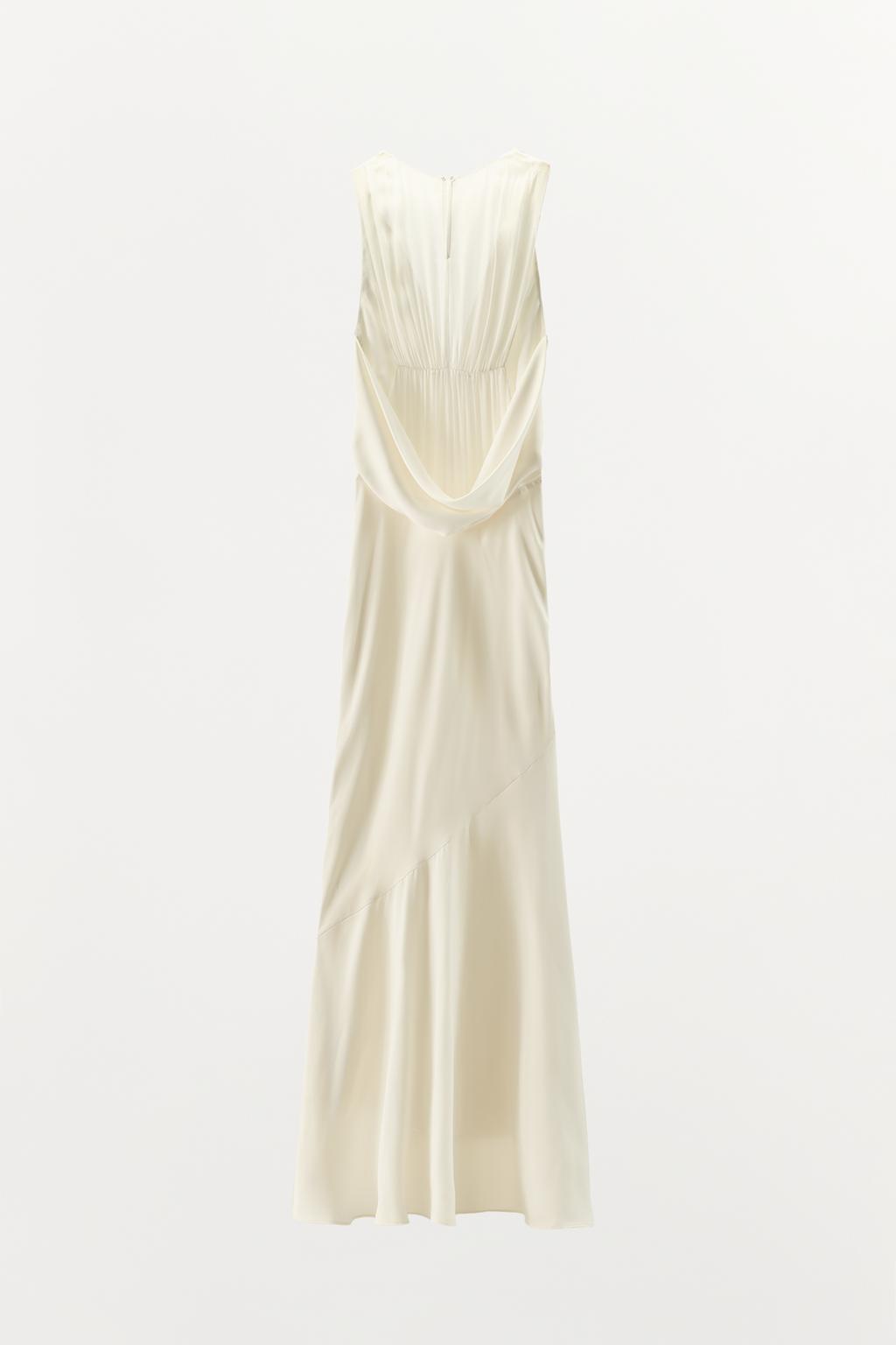 ДЛИННОЕ КОМБИНИРОВАННОЕ ПЛАТЬЕ ИЗ АТЛАСА