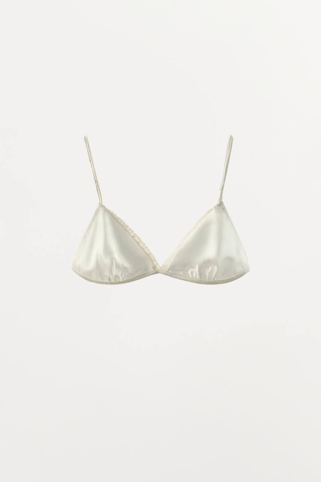 БЮСТГАЛЬТЕР С ТРЕУГОЛЬНЫМИ ЧАШКАМИ ИЗ СМЕСОВОГО ШЕЛКА С КРУЖЕВОМ