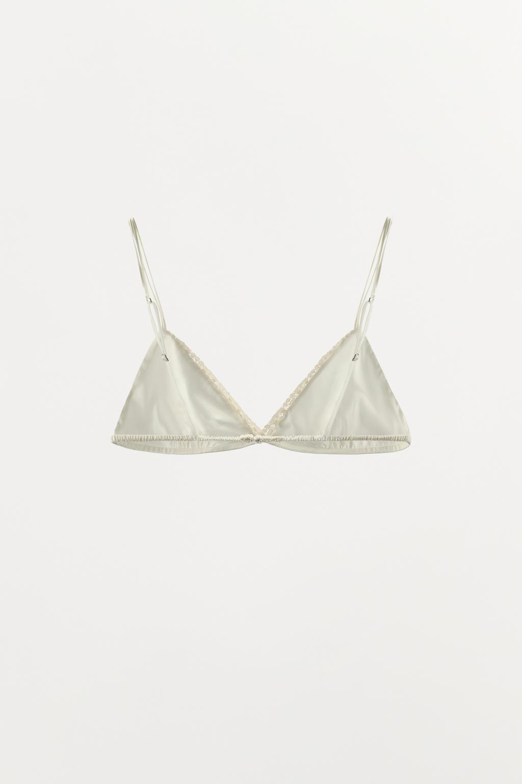 БЮСТГАЛЬТЕР С ТРЕУГОЛЬНЫМИ ЧАШКАМИ ИЗ СМЕСОВОГО ШЕЛКА С КРУЖЕВОМ