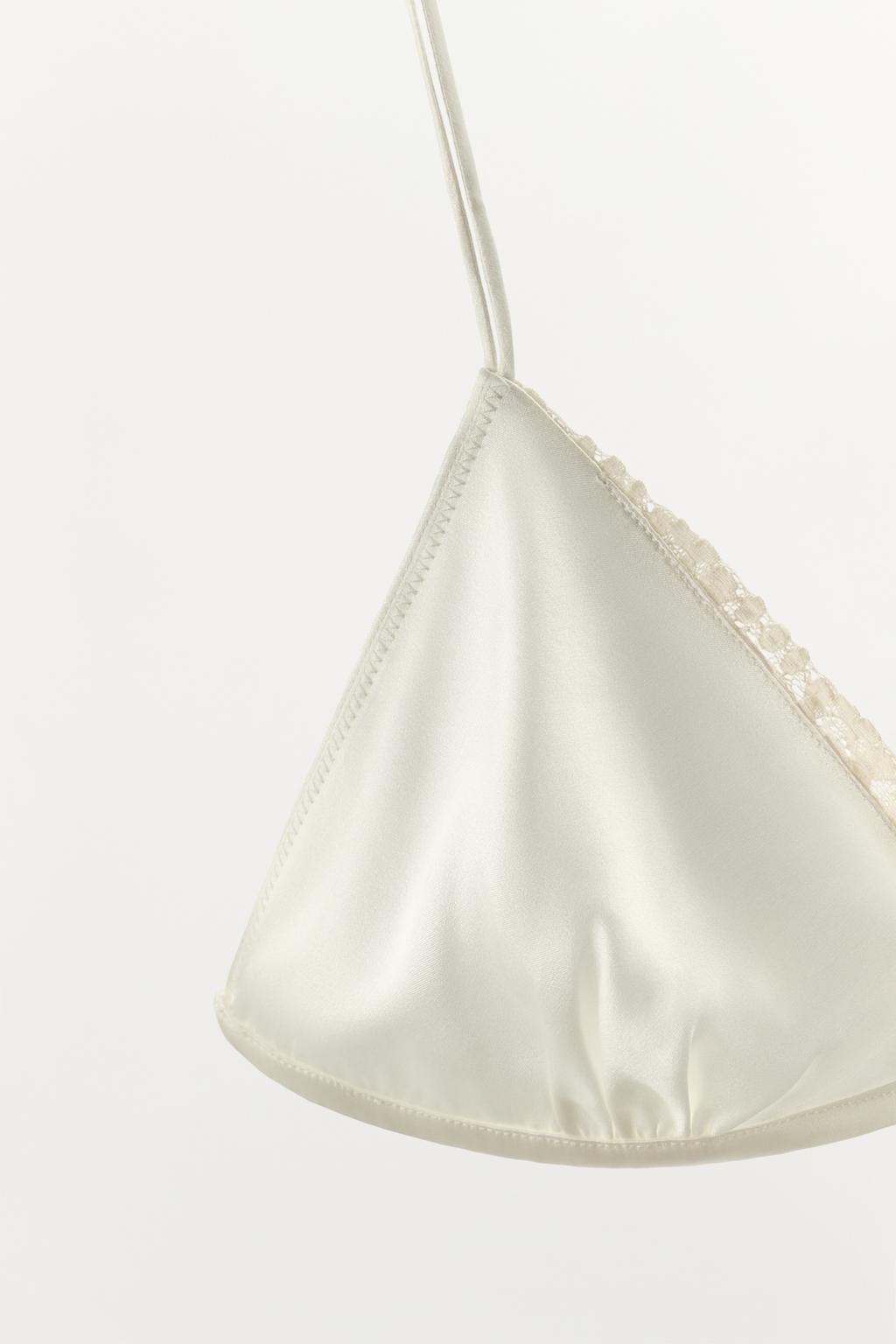 БЮСТГАЛЬТЕР С ТРЕУГОЛЬНЫМИ ЧАШКАМИ ИЗ СМЕСОВОГО ШЕЛКА С КРУЖЕВОМ