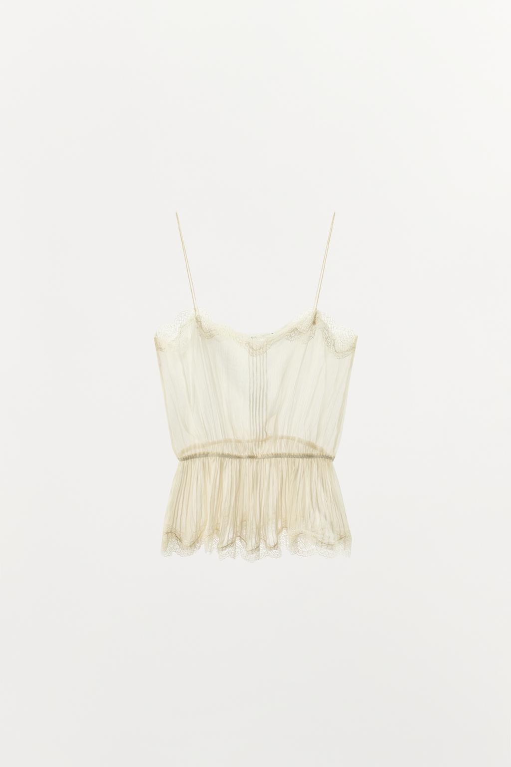 ТОП ИЗ ЖОРЖЕТА С ПЛИССИРОВАННЫМ КРУЖЕВОМ