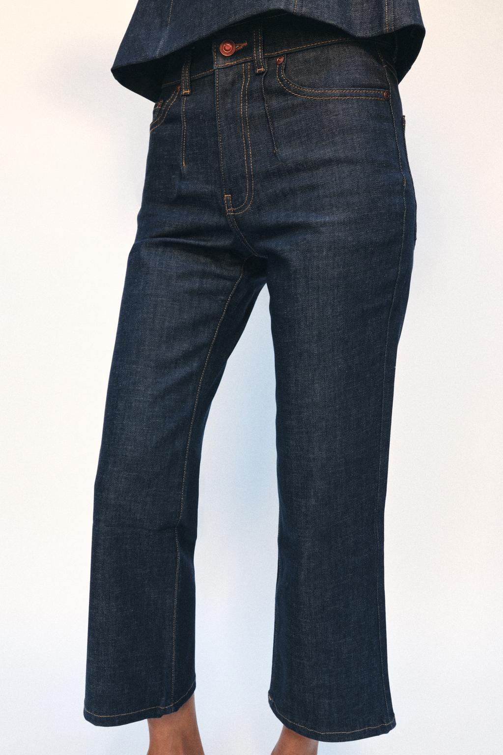 УКОРОЧЕННЫЕ РАСШИРЕННЫЕ ДЖИНСЫ СО СРЕДНЕЙ ПОСАДКОЙ — ZW COLLECTION