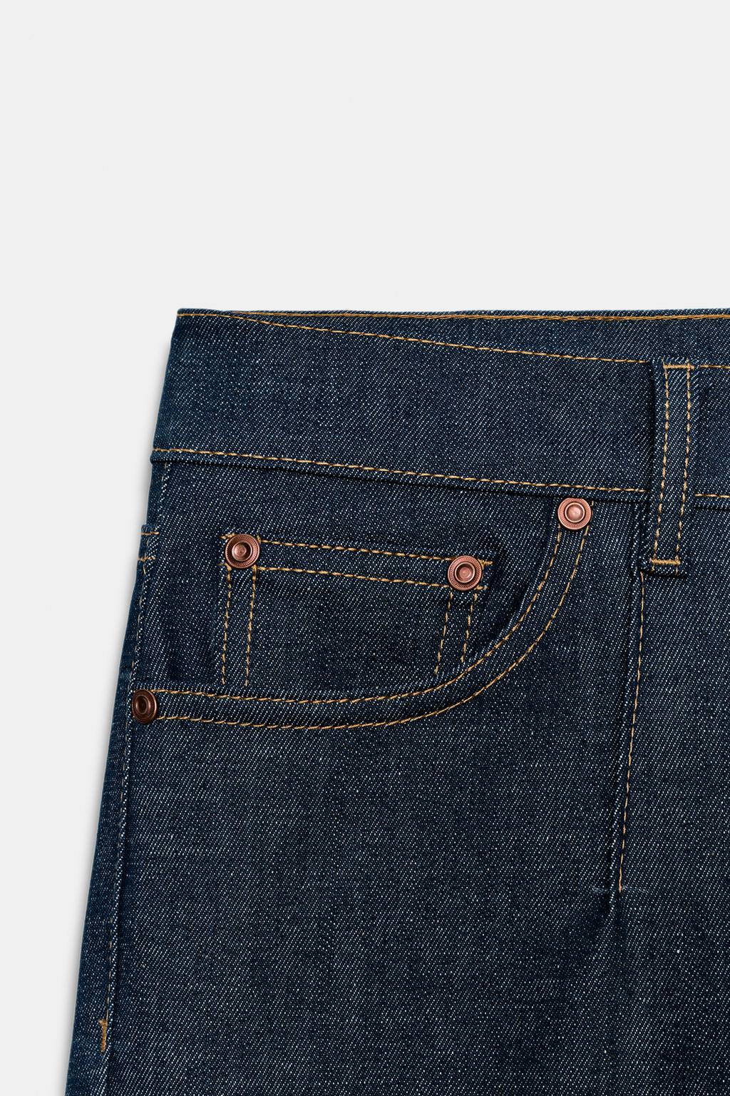 УКОРОЧЕННЫЕ РАСШИРЕННЫЕ ДЖИНСЫ СО СРЕДНЕЙ ПОСАДКОЙ — ZW COLLECTION