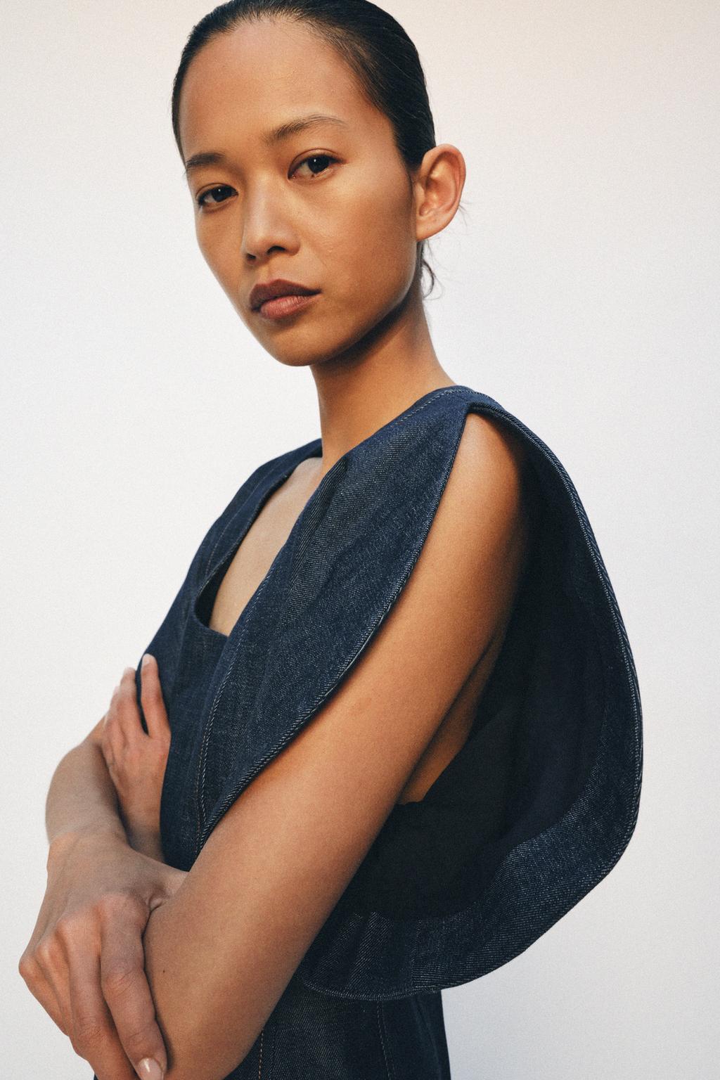 ДЖИНСОВАЯ БЛУЗА С ОБЪЕМНЫМИ РУКАВАМИ ZW COLLECTION