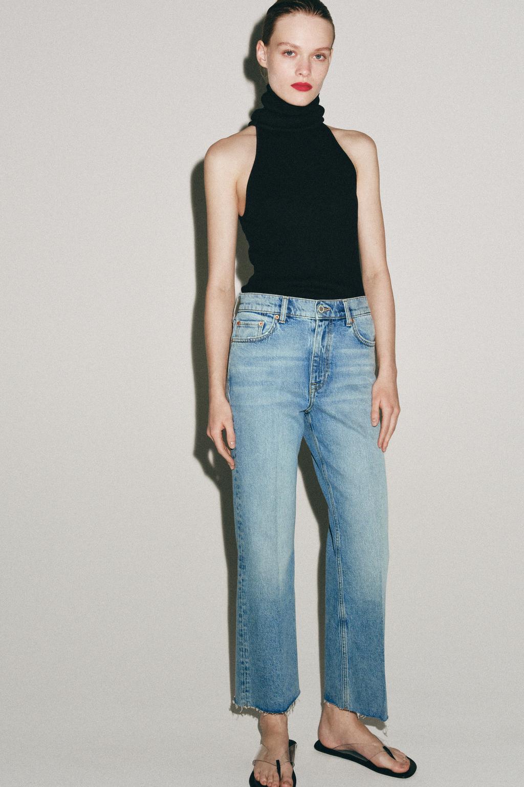 УКОРОЧЕННЫЕ ДЖИНСЫ-КЛЕШ СО СРЕДНЕЙ ПОСАДКОЙ — ZW COLLECTION