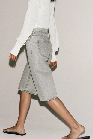 Джинсовые шорты бермуды со средней посадкой — Zw Collection- Заказать в России