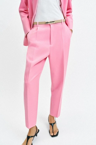 Укороченные брюки с ремнем- Заказать в России