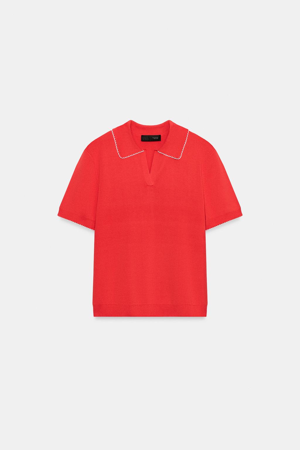 КОНТРАСТНОЕ ПОЛО С КРУЖЕВОМ