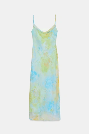 Платье миди со сборками и принтом- Заказать в России