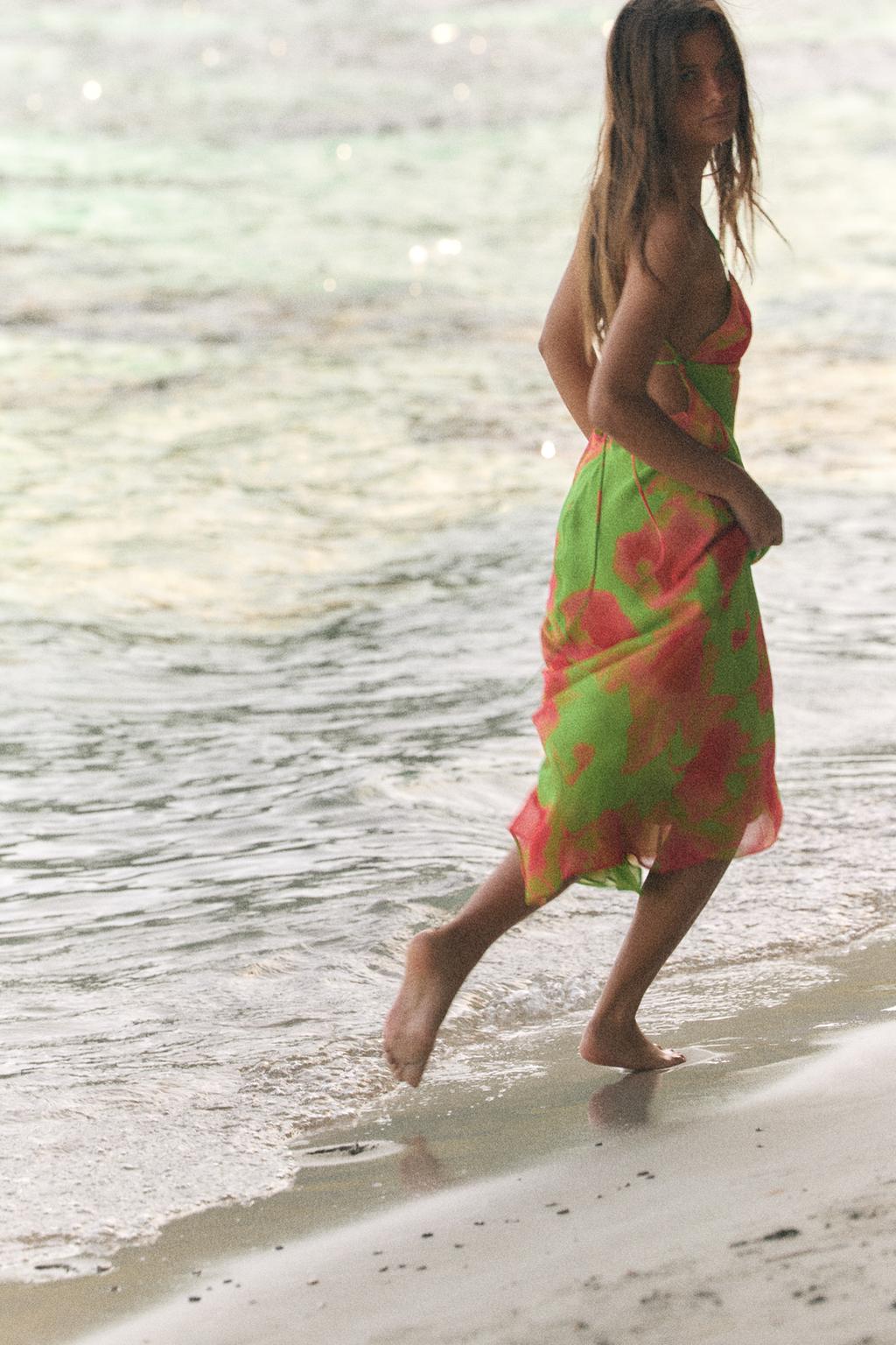 ПЛАТЬЕ МИДИ С ТОНКИМИ БРЕТЕЛЯМИ И ПРИНТОМ