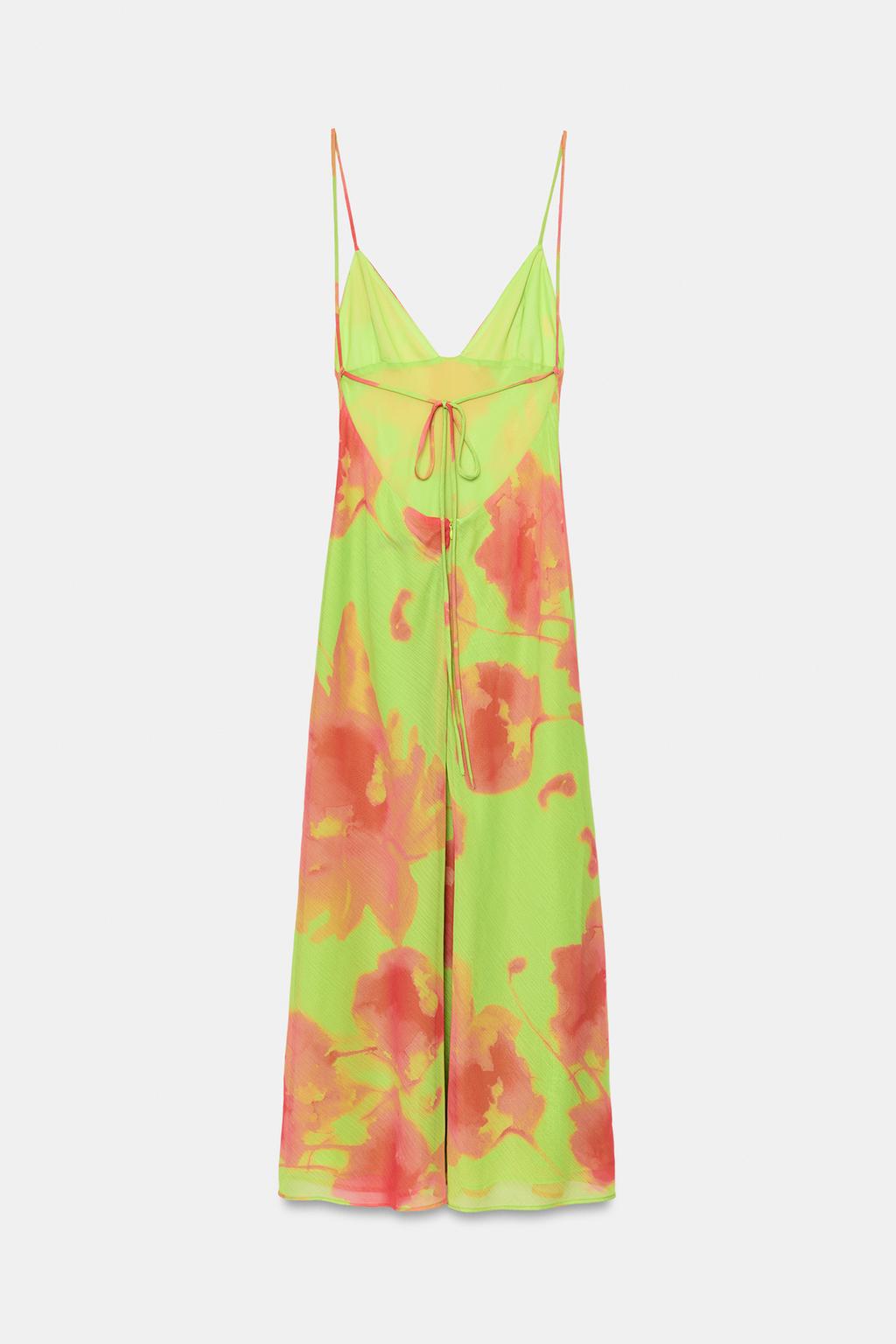 ПЛАТЬЕ МИДИ С ТОНКИМИ БРЕТЕЛЯМИ И ПРИНТОМ