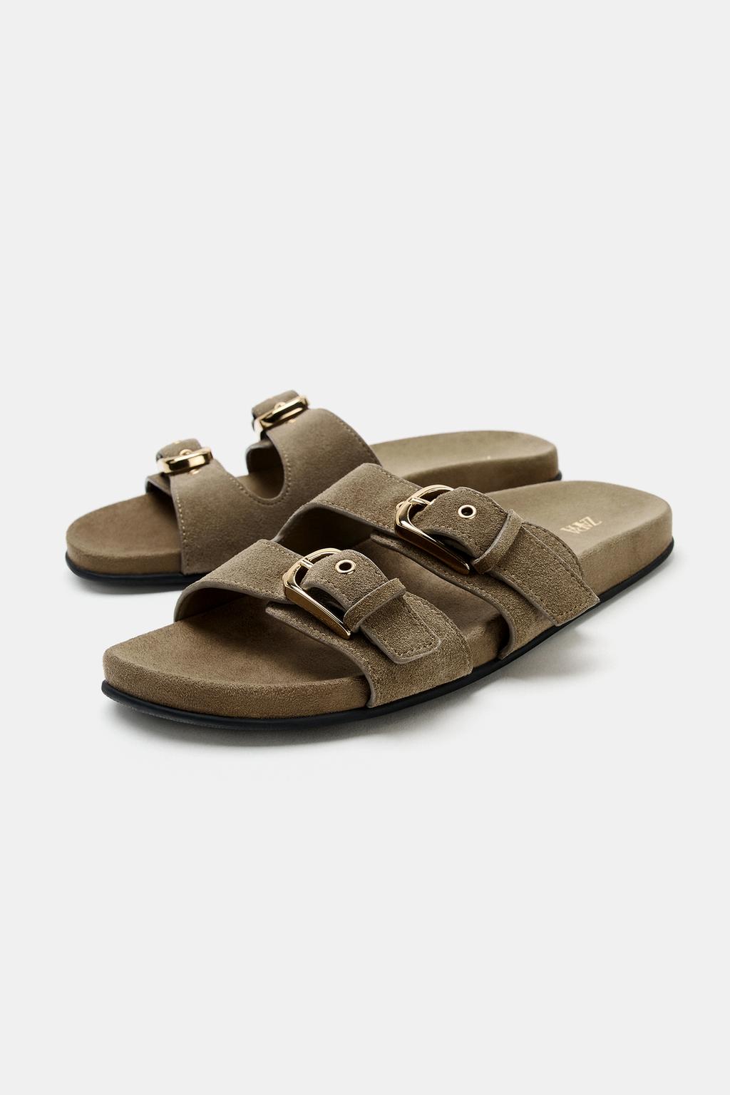 ЗАМШЕВЫЕ БОСОНОЖКИ С ПРЯЖКАМИ