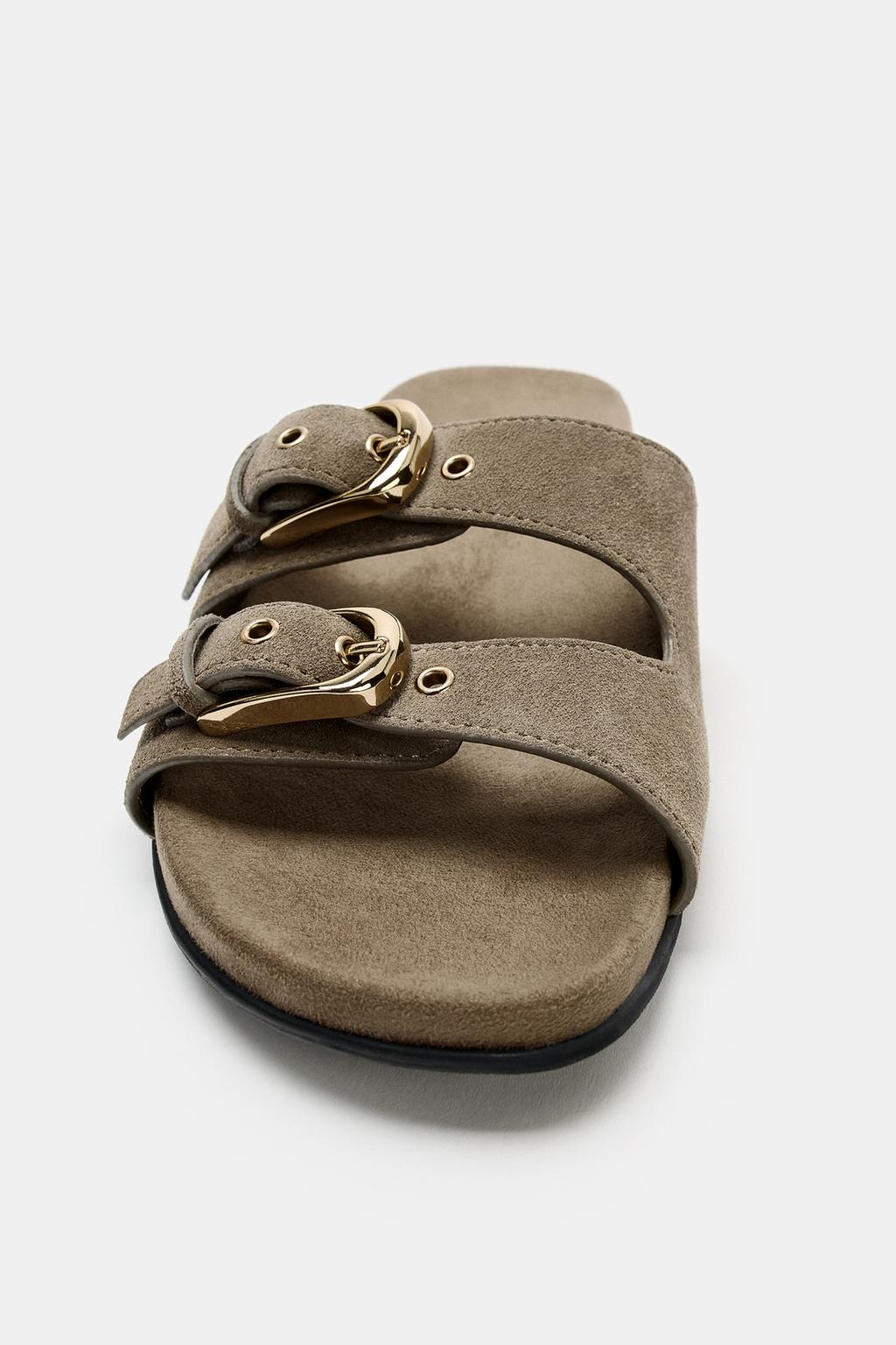 ЗАМШЕВЫЕ БОСОНОЖКИ С ПРЯЖКАМИ