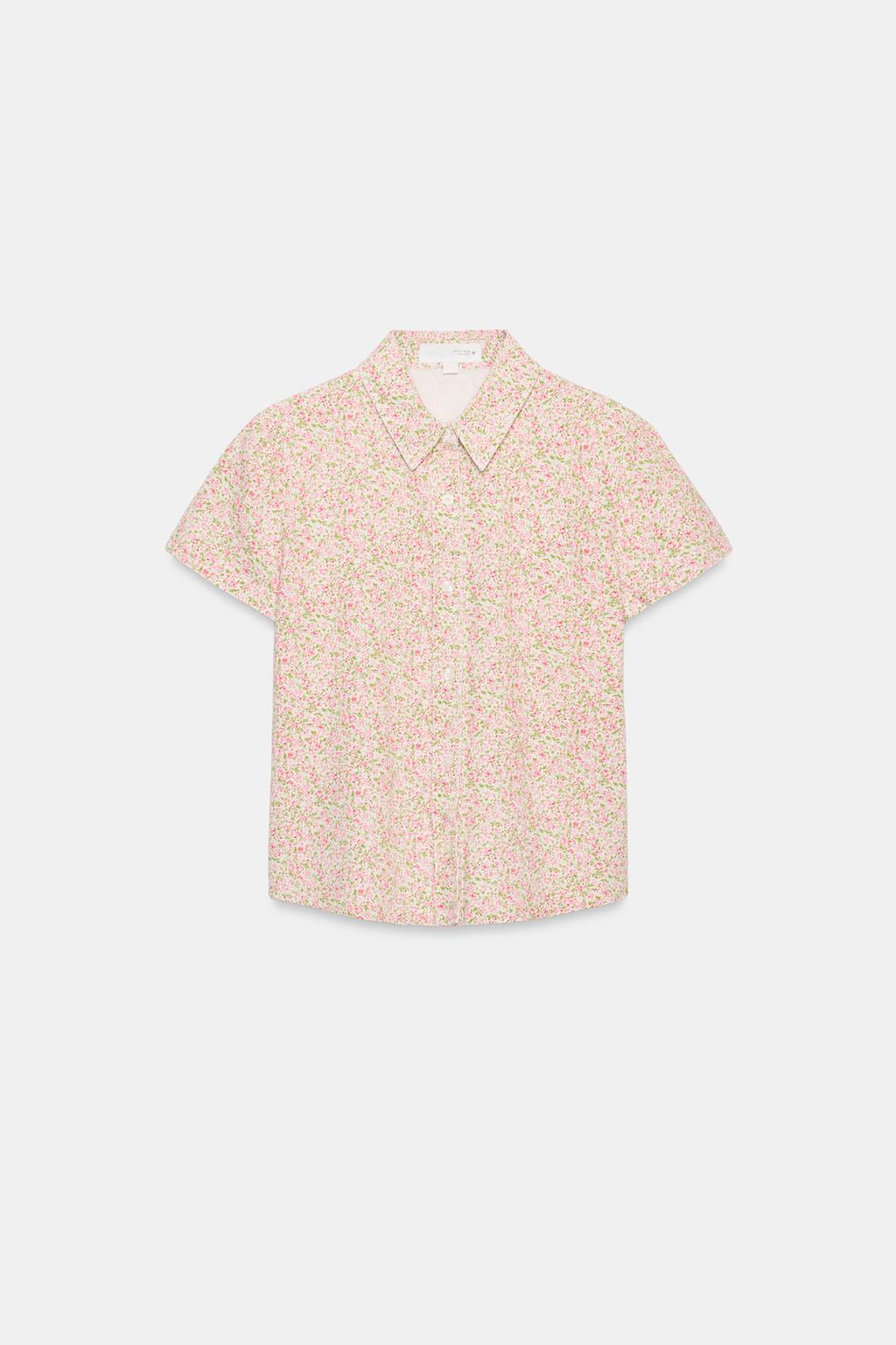РУБАШКА С КОРОТКИМИ РУКАВАМИ И ЦВЕТОЧНЫМ ПРИНТОМ