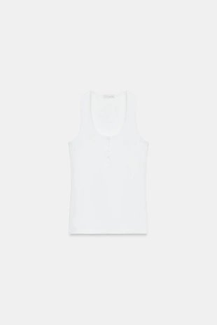 Топ с льняными пуговицами