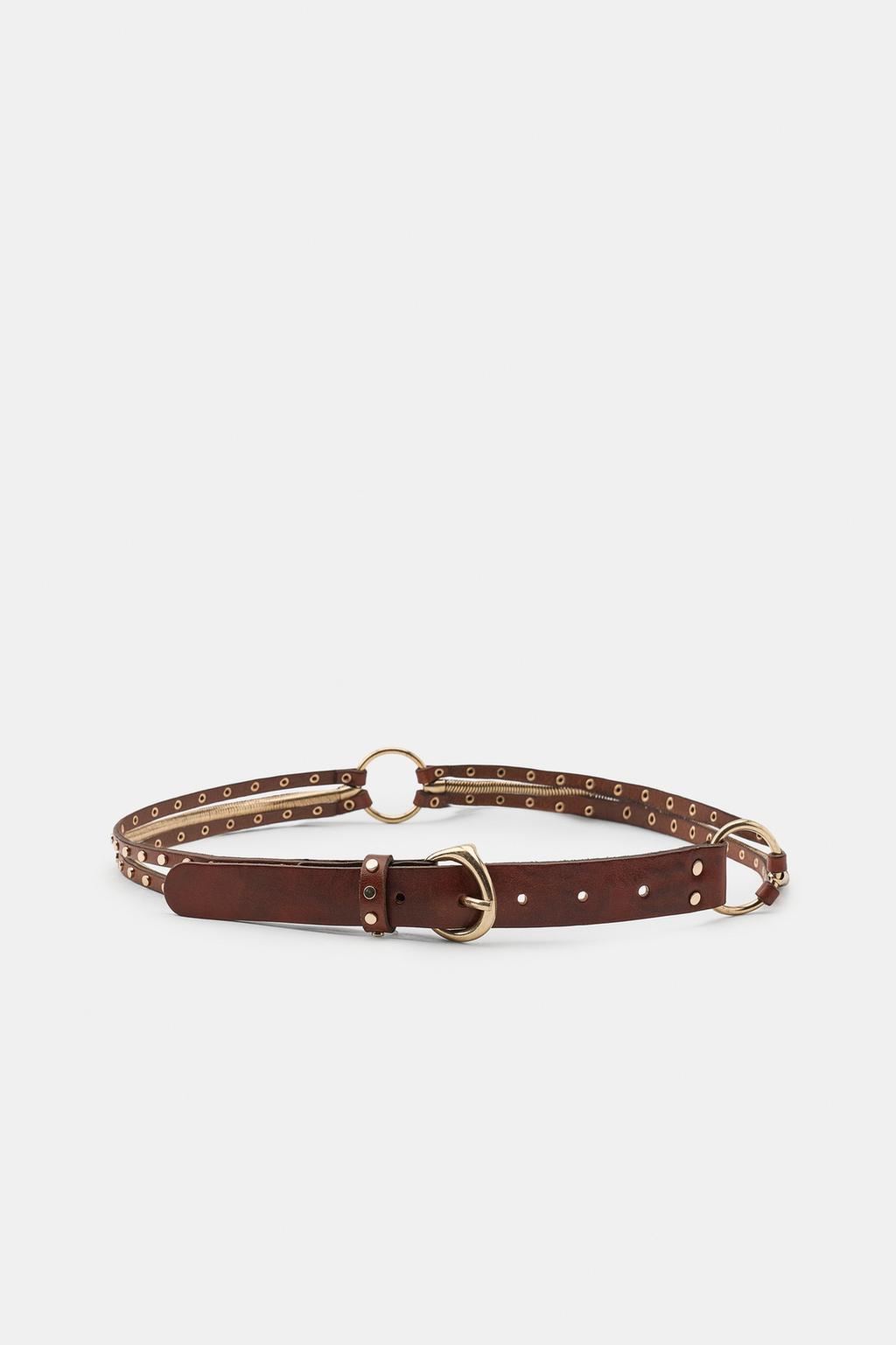 КОМБИНИРОВАННЫЙ РЕМЕНЬ ИЗ 100% КОЖИ С ЗАКЛЕПКАМИ