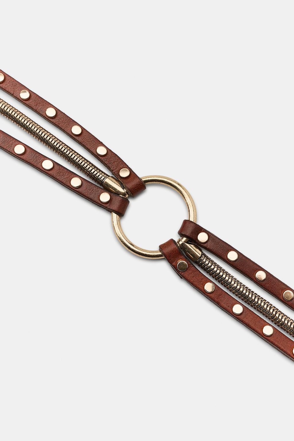 КОМБИНИРОВАННЫЙ РЕМЕНЬ ИЗ 100% КОЖИ С ЗАКЛЕПКАМИ