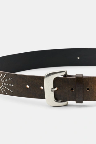 Кожаный ремень с заклепками- Заказать в России