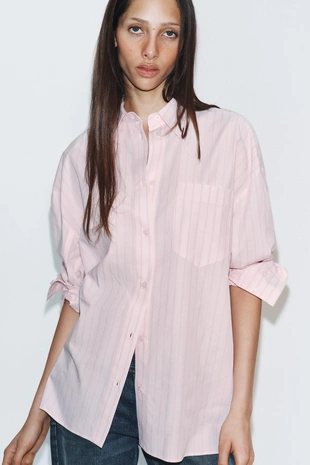 Рубашка оверсайз из поплина- Заказать в России