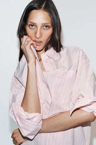 Рубашка оверсайз из поплина- Заказать в России