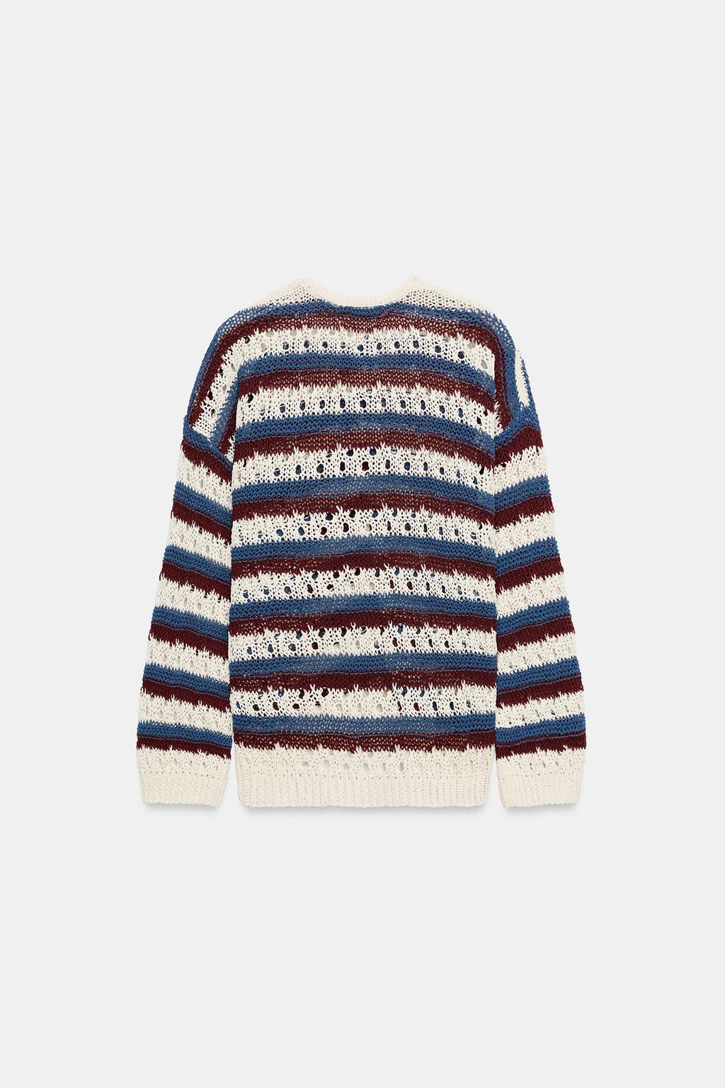 КАРДИГАН В ПОЛОСКУ АЖУРНОЙ ВЯЗКИ