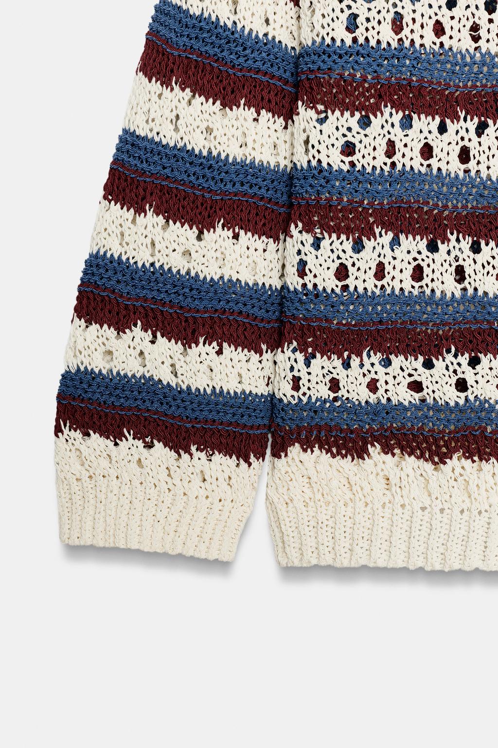 КАРДИГАН В ПОЛОСКУ АЖУРНОЙ ВЯЗКИ