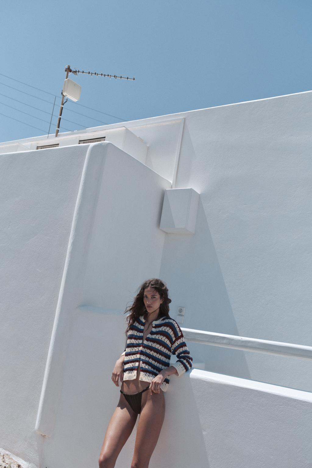 КАРДИГАН В ПОЛОСКУ АЖУРНОЙ ВЯЗКИ