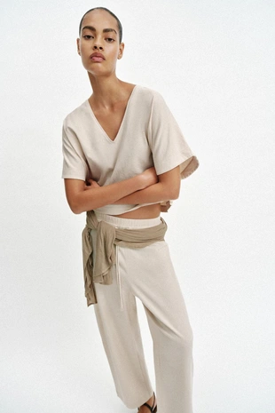 Брюки в стиле рустик на шнурке