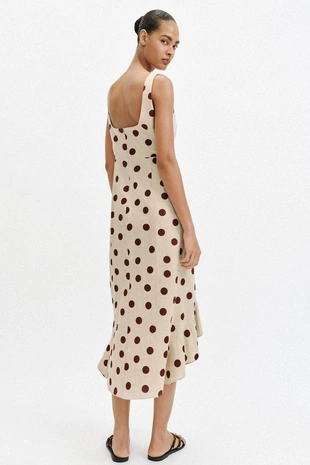 Платье миди в горошек из смесового льна- Заказать в России